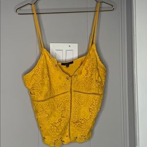 Yellow lace detail tank top